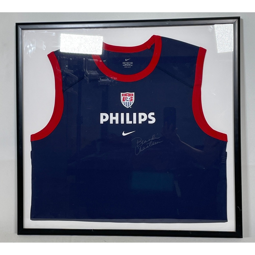 VTG Brandi Chastain #6 USWNT Y2K Team USA Signed Framed Nike Jersey Women's XL